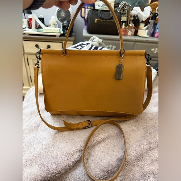 Vintage Coach Whitney Satchel (Baby Brief Bag) in tan/camel Leather - Picture 4 of 16